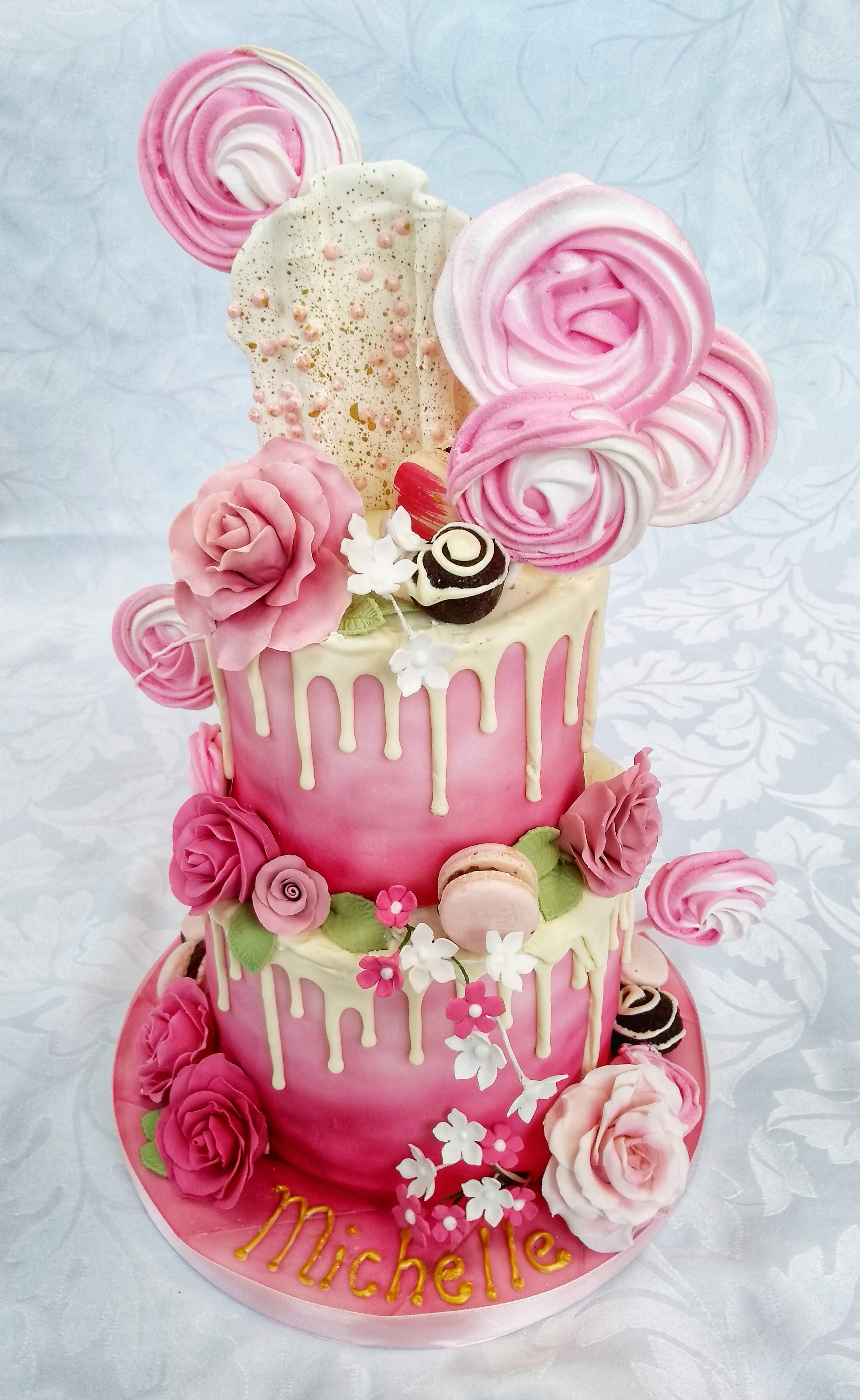 Hot pink drip cake
